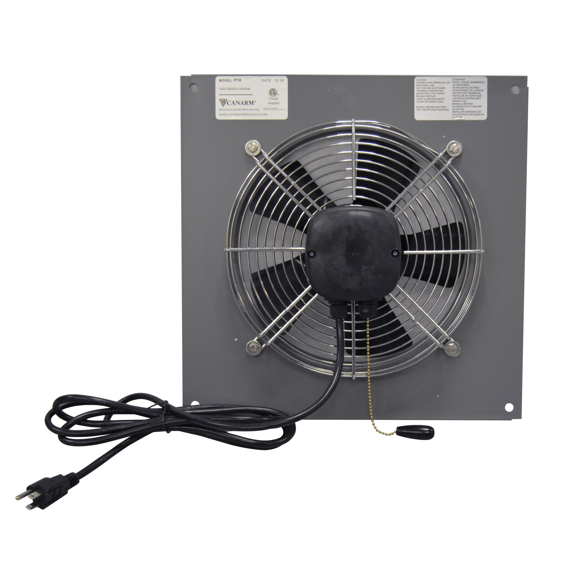 Canarm P08 Panel Fan — 8in., 2-Speed, Pull Chain, 115V, Model# P08